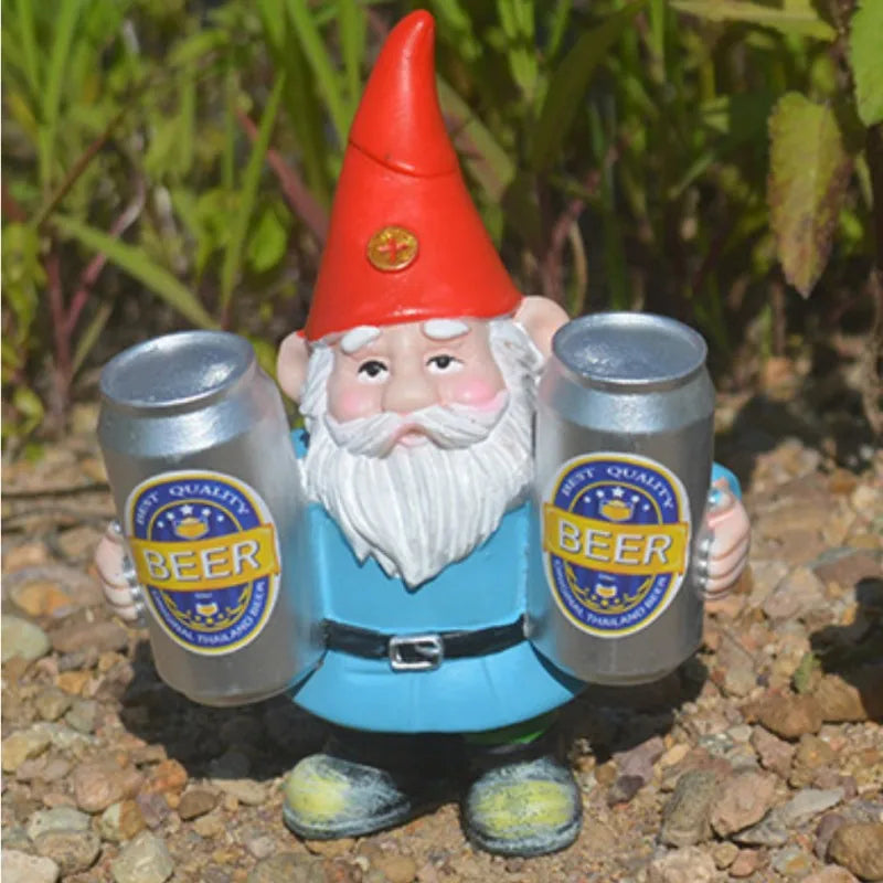 Garden Gnome Statue Holding Two Beer Mugs