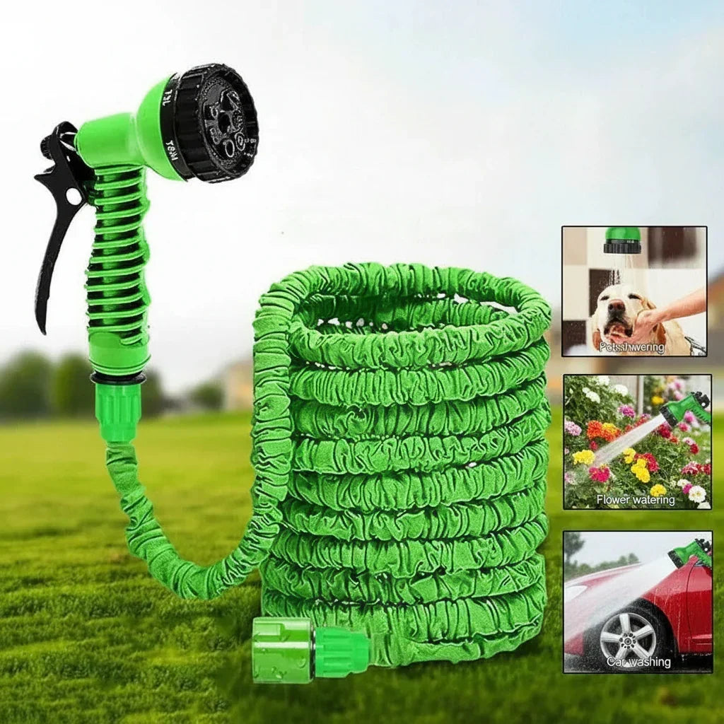 Flexible Garden Hose Pipe with Multi Spray Nozzle Tool