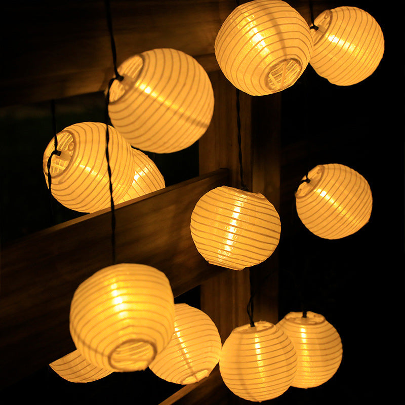 Solar String Lights with Multicolour Round Lantern Shades
