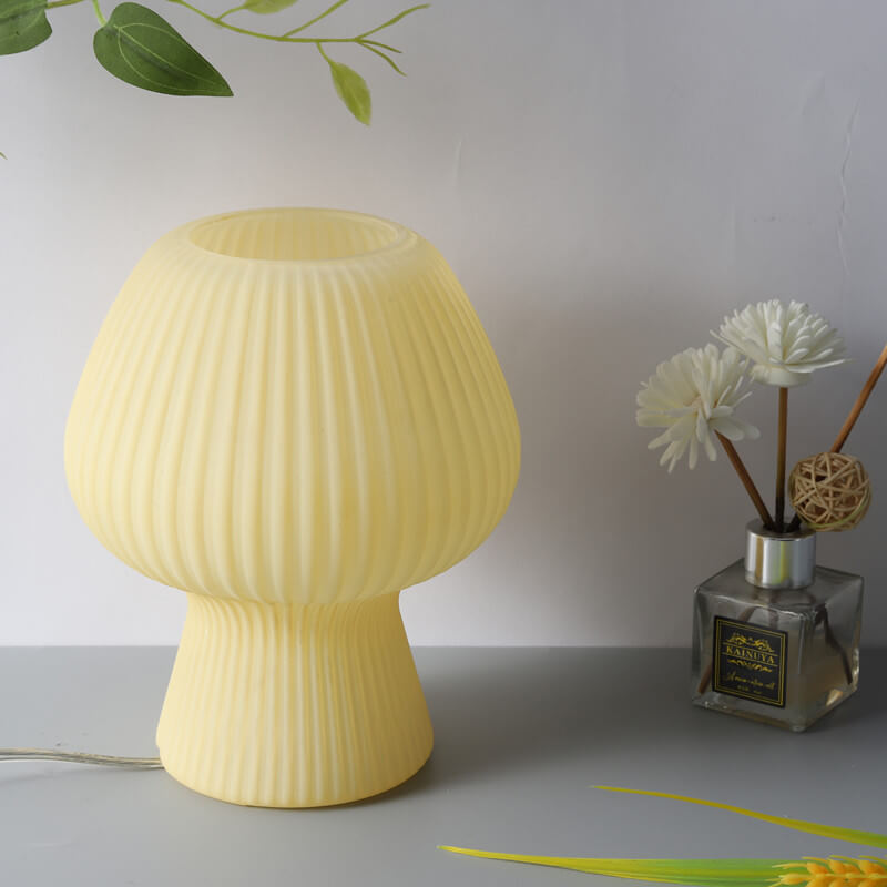 Minimalist Sturdy Mushroom Glass Table Bedside Lamp