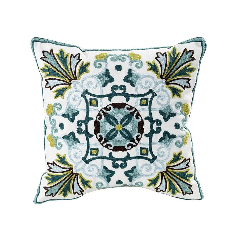 Floral Cushion Cover Embroidered Pillow Case Decorative Cover