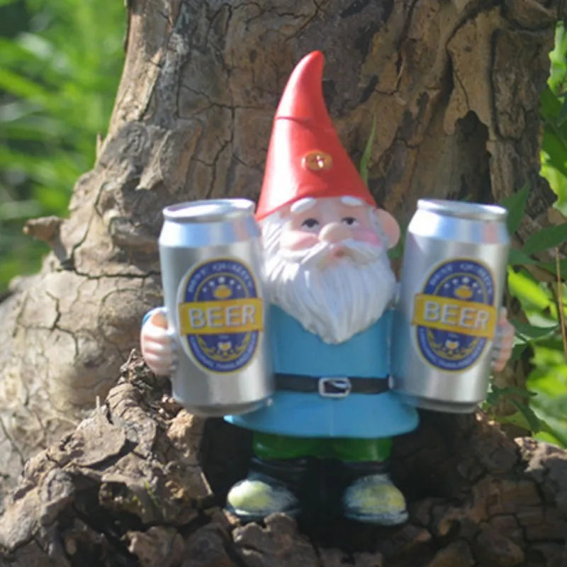 Garden Gnome Statue Holding Two Beer Mugs