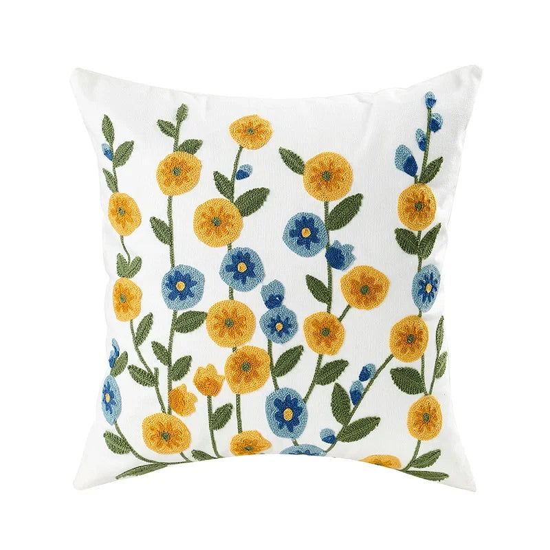 Floral Cushion Cover Embroidered Pillow Case Decorative Cover