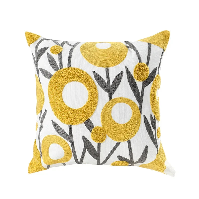 Floral Cushion Cover Embroidered Pillow Case Decorative Cover