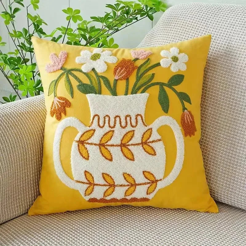 Floral Cushion Cover Embroidered Pillow Case Decorative Cover