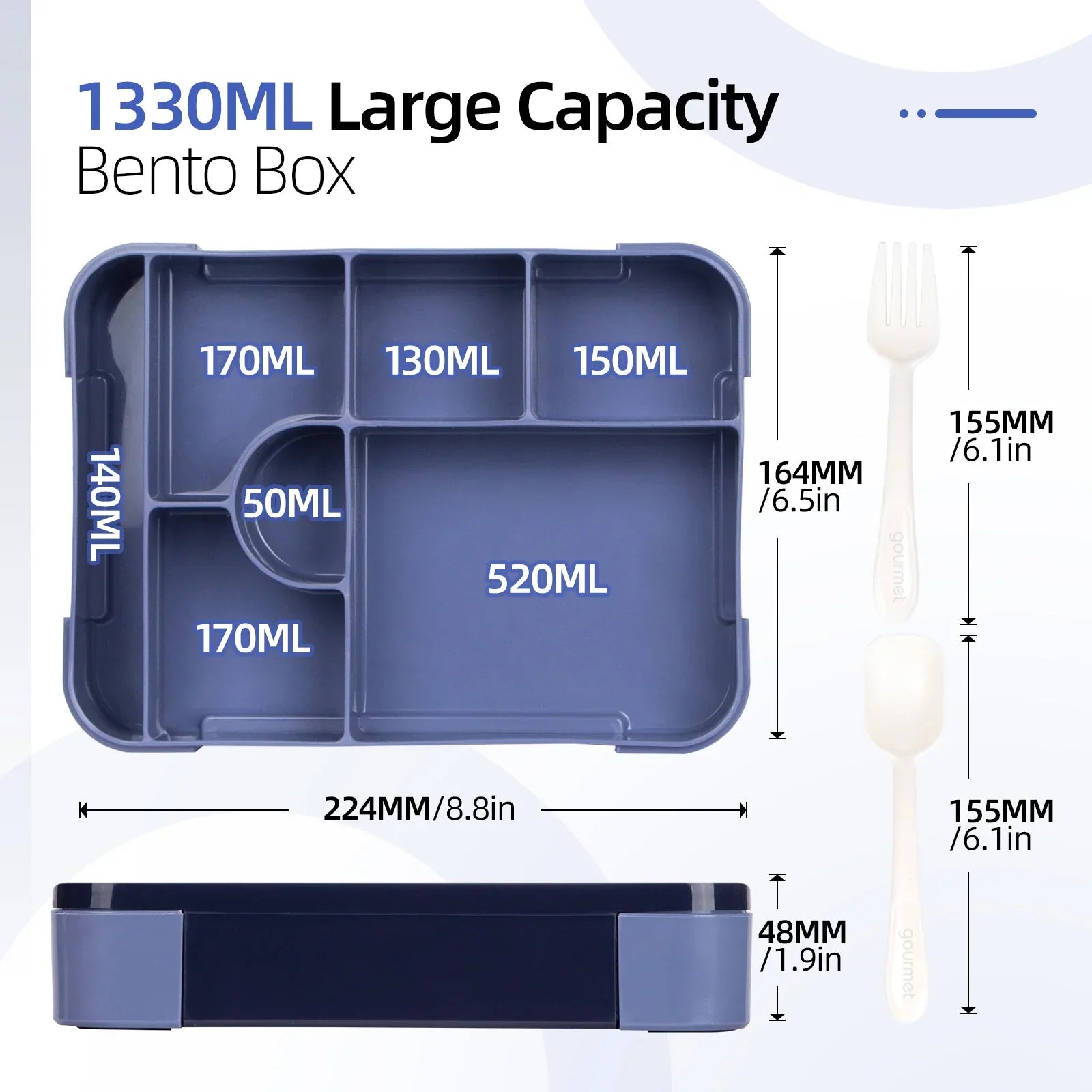 BentoMax | 1330ml Large Capacity Leak-Proof Bento Lunch Box – Microwave & Portable Food Container
