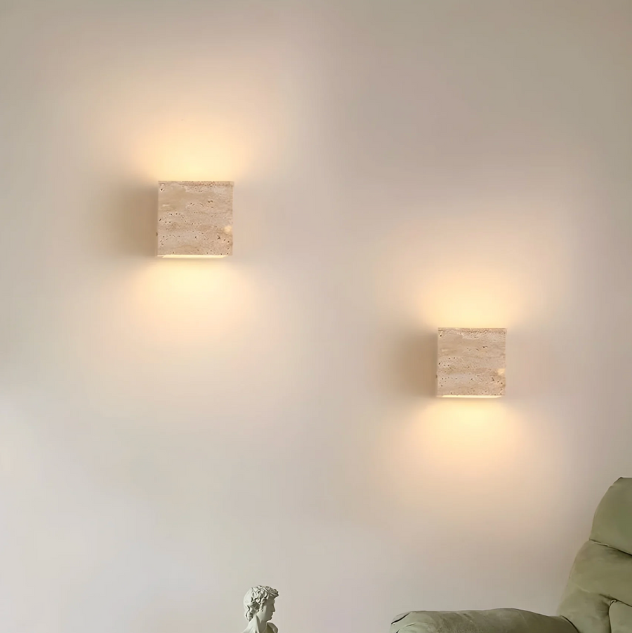 Travertine Wall Light Natural Stone Modern Minimalist Sconce