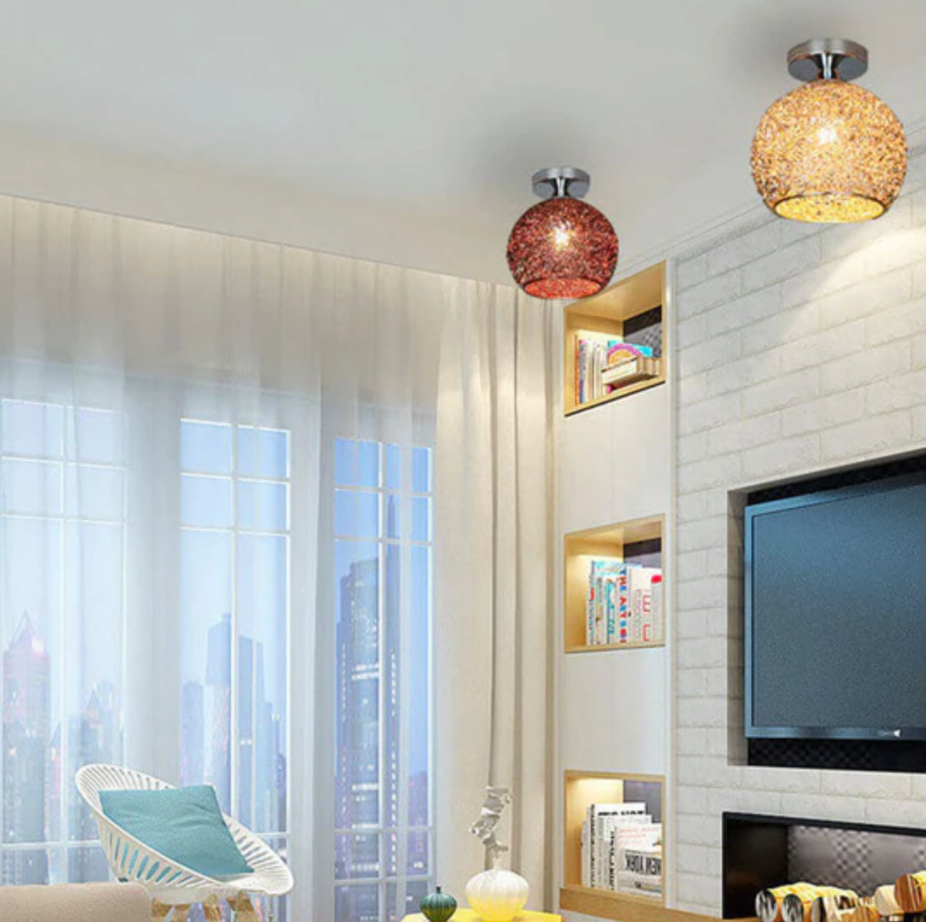 Metal Globe Ceiling Light Modern Flush Mount Lamp