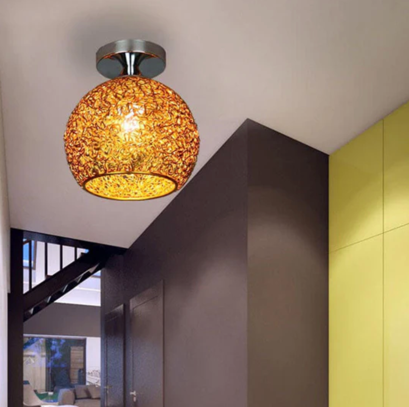 Metal Globe Ceiling Light Modern Flush Mount Lamp