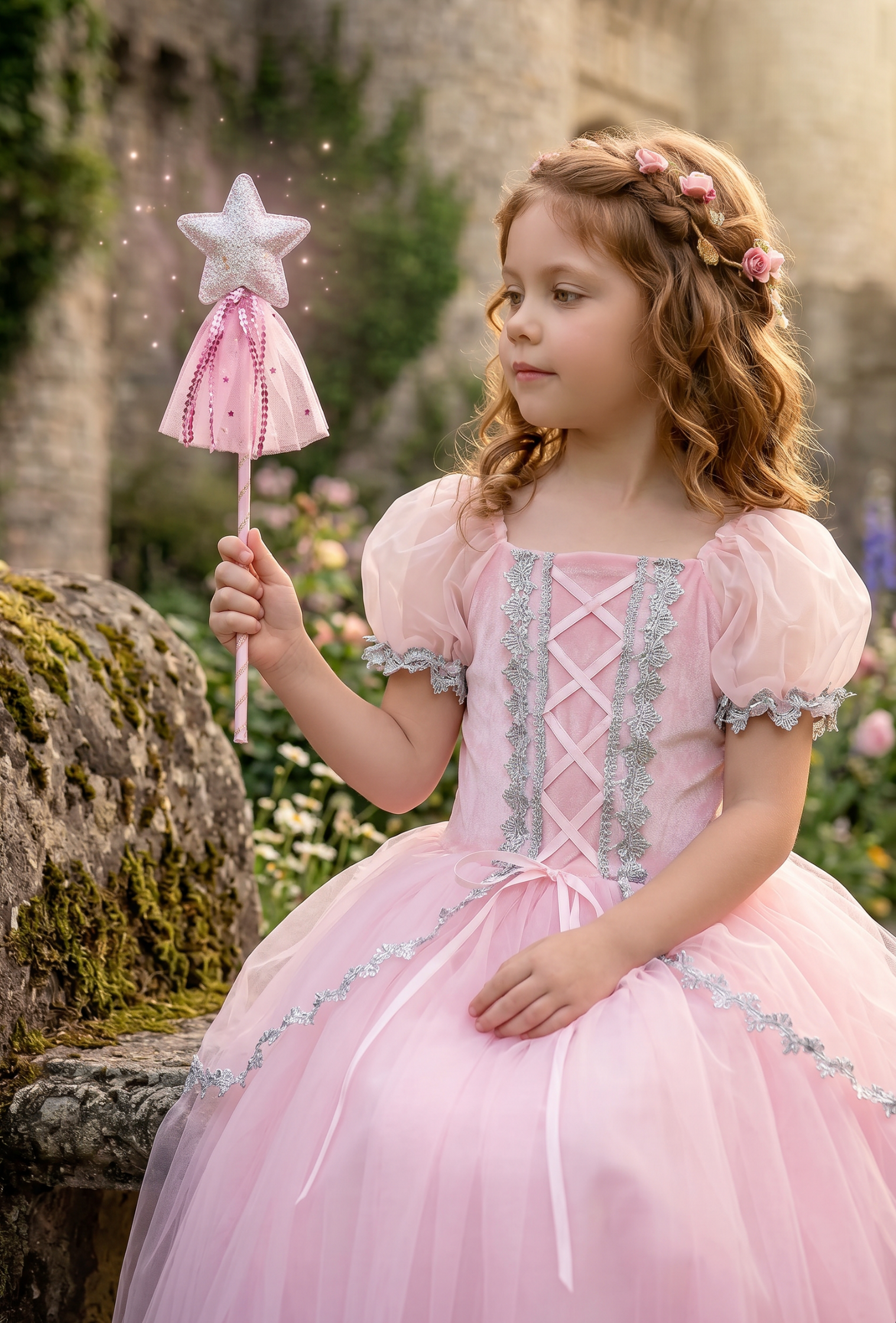 PRINCESS GLINDA DRESS & WAND SET