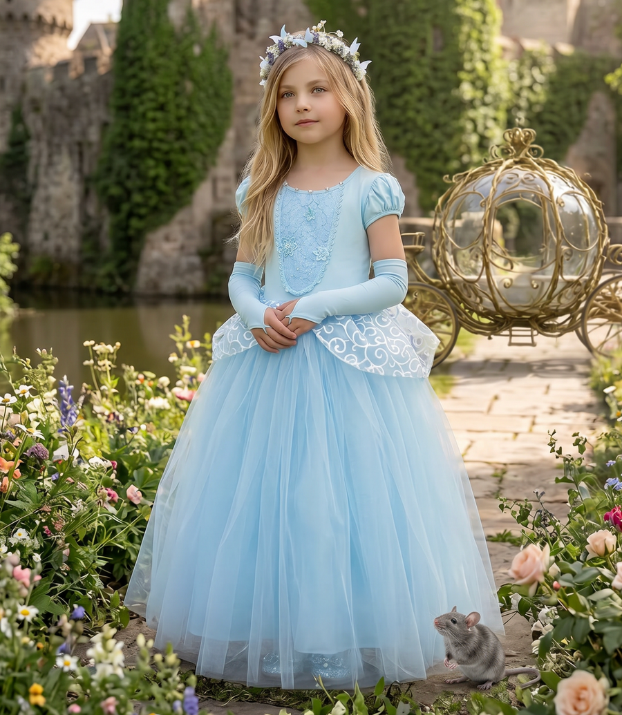 PRINCESS ADELINE GOWN & GLOVES SET BLUE