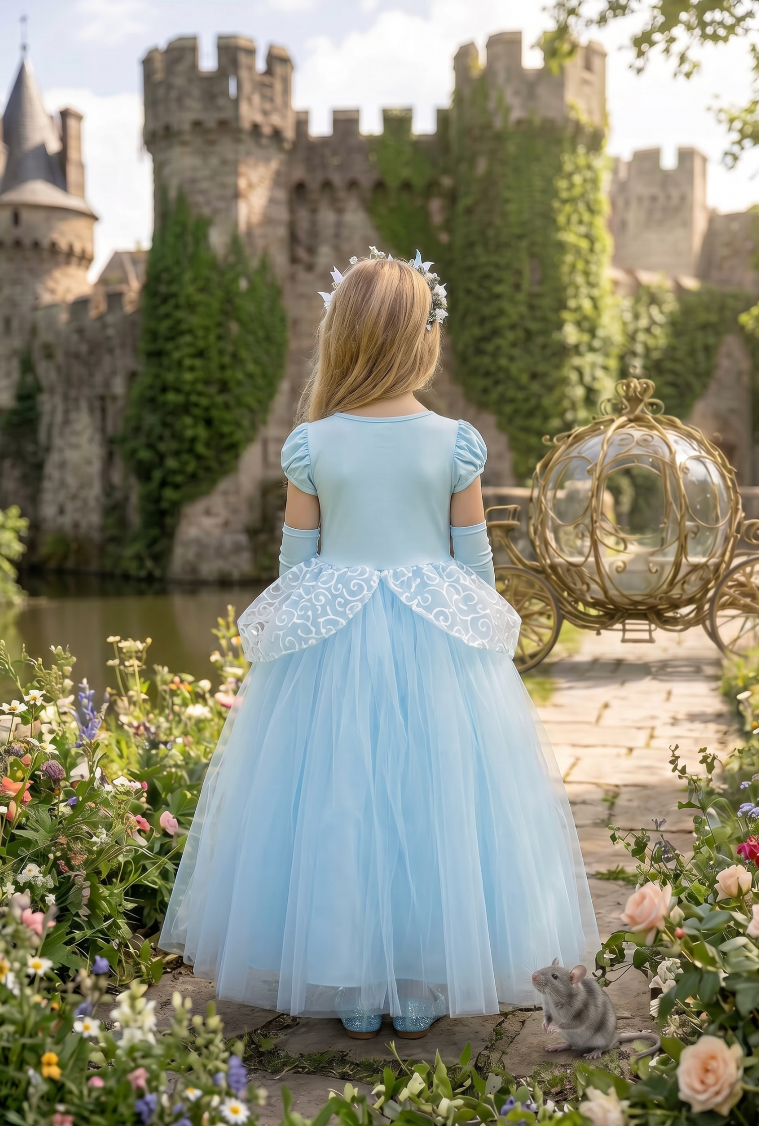 PRINCESS ADELINE GOWN & GLOVES SET BLUE