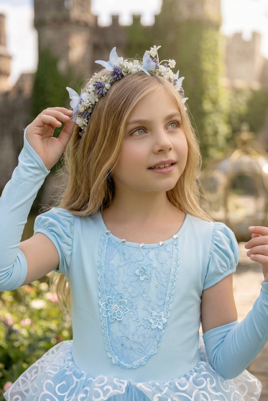 PRINCESS ADELINE GOWN & GLOVES SET BLUE