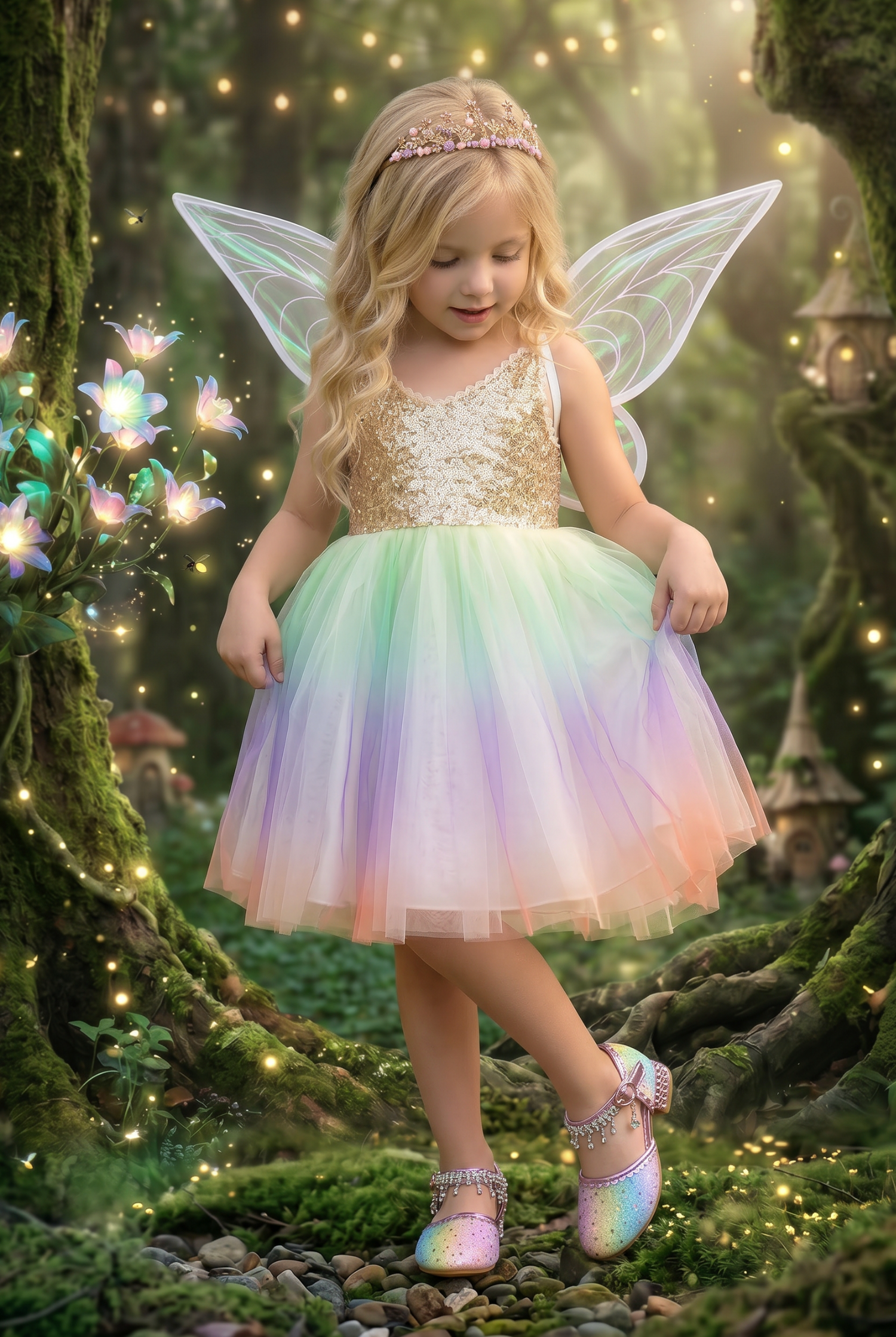 FAIRY DRESS, WINGS & WAND SET-3PC