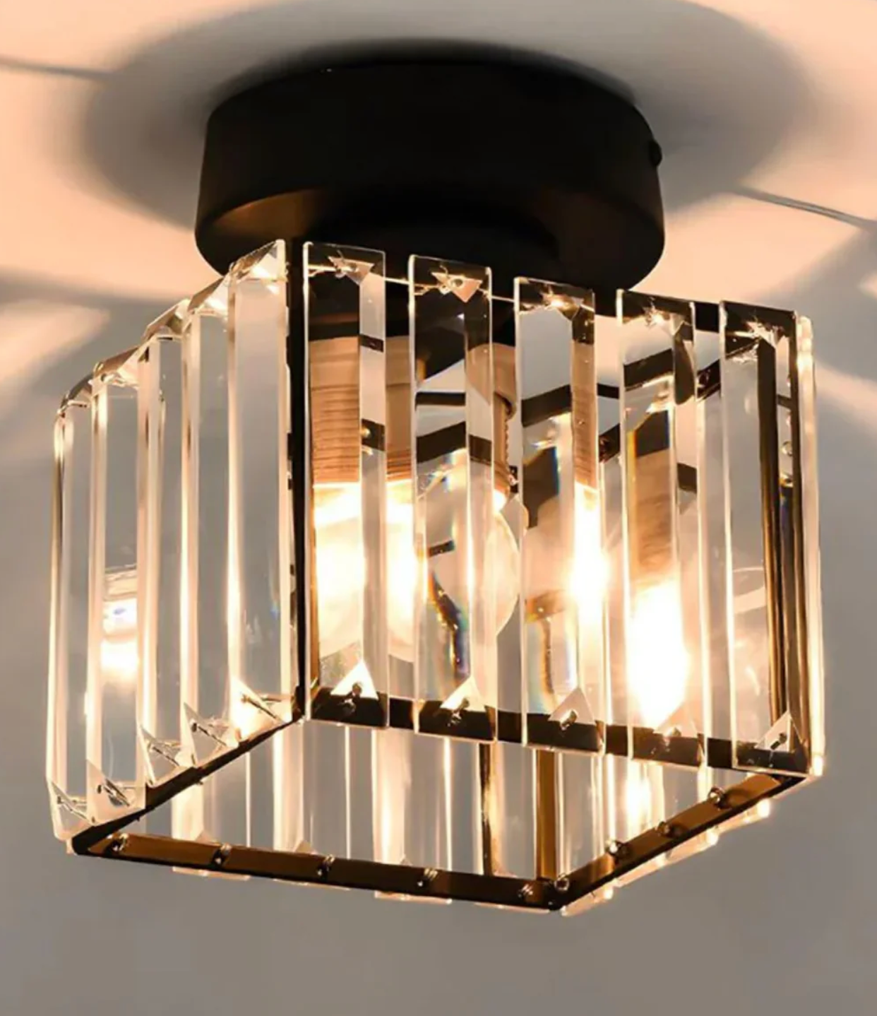 Modern Crystal Ceiling Light Glam Flush Mount Glass Lamp
