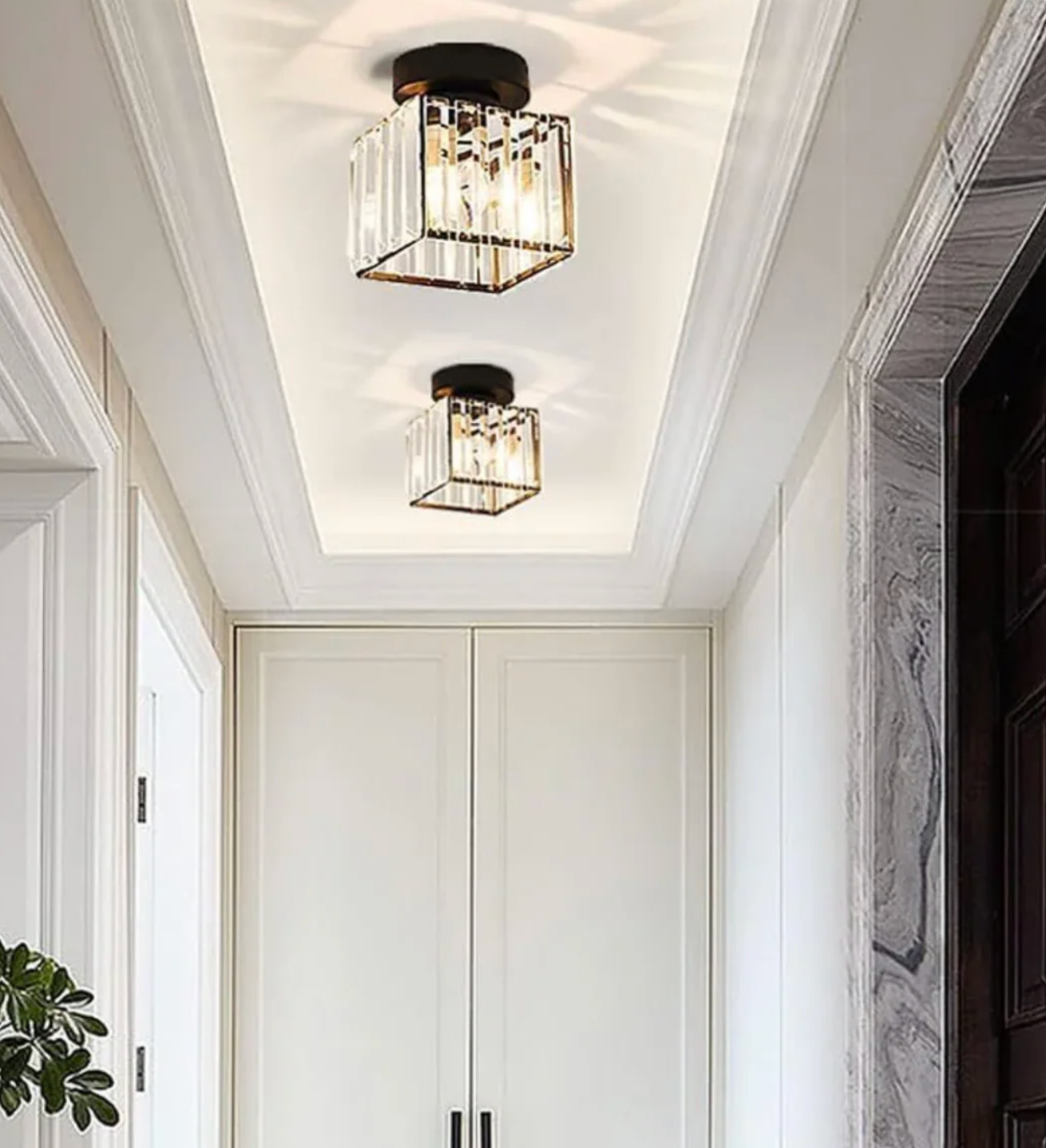 Modern Crystal Ceiling Light Glam Flush Mount Glass Lamp
