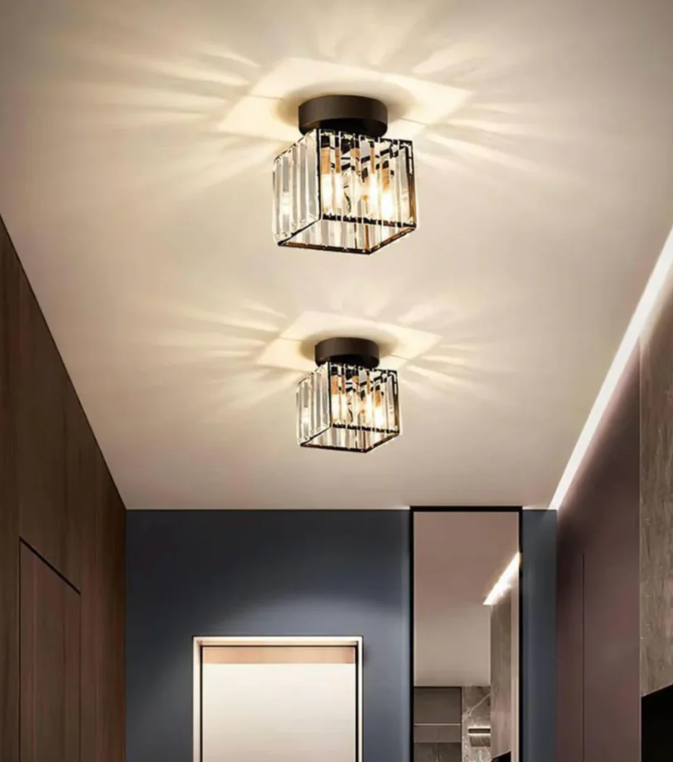 Modern Crystal Ceiling Light Glam Flush Mount Glass Lamp