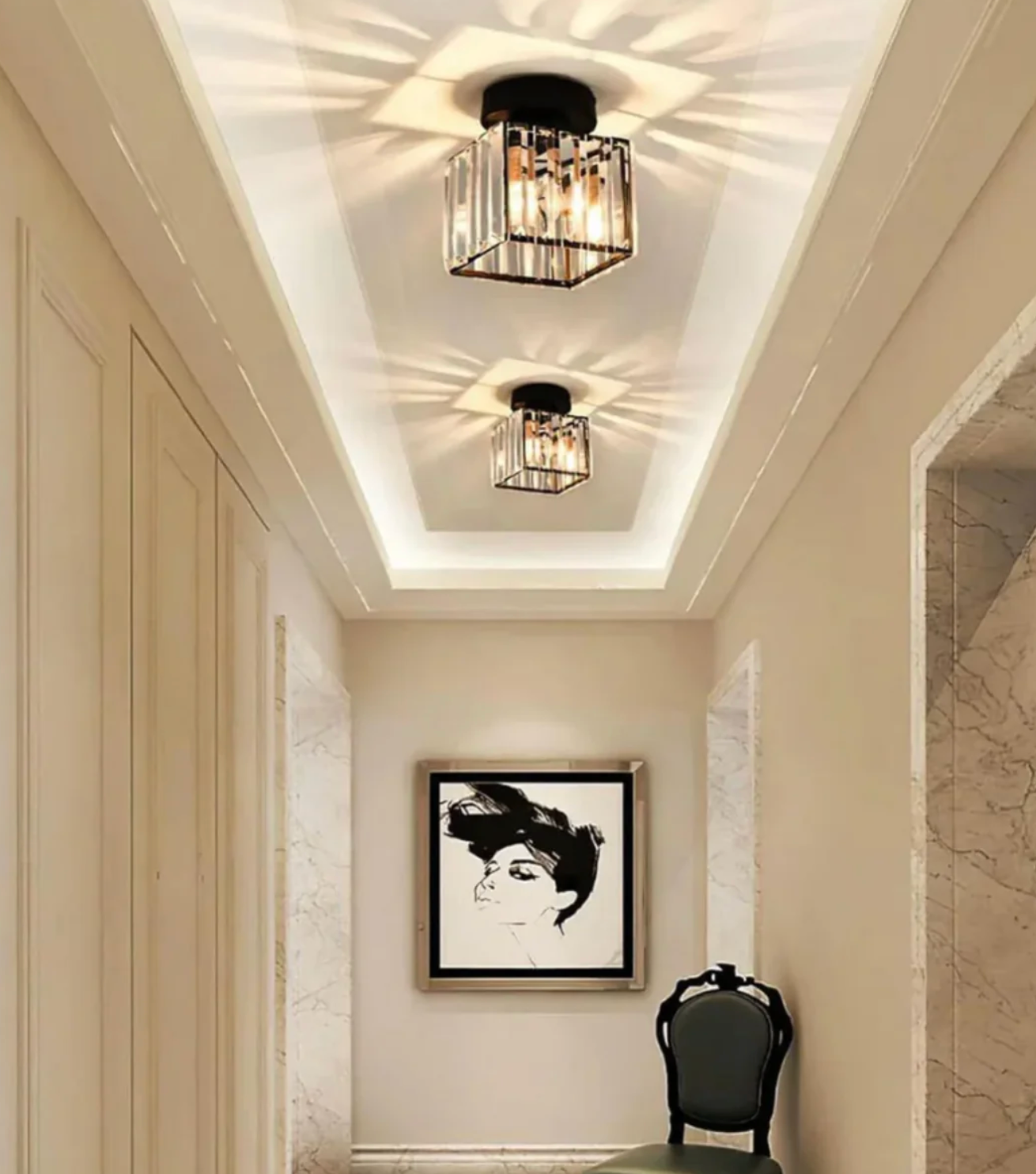 Modern Crystal Ceiling Light Glam Flush Mount Glass Lamp