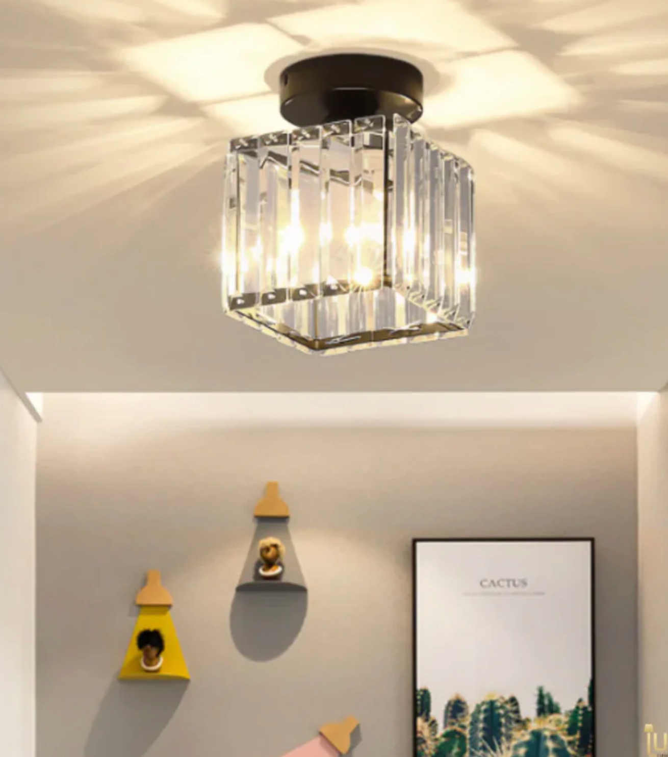 Modern Crystal Ceiling Light Glam Flush Mount Glass Lamp