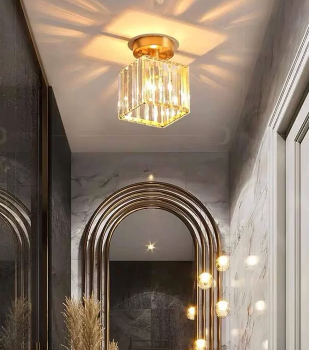 Modern Crystal Ceiling Light Glam Flush Mount Glass Lamp