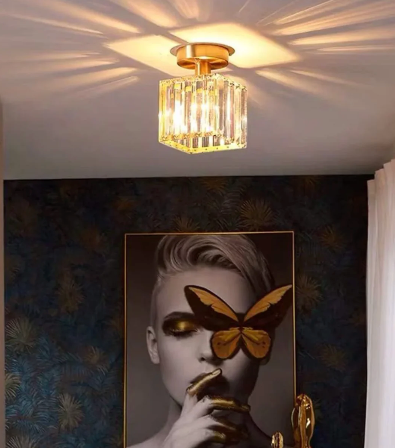 Modern Crystal Ceiling Light Glam Flush Mount Glass Lamp