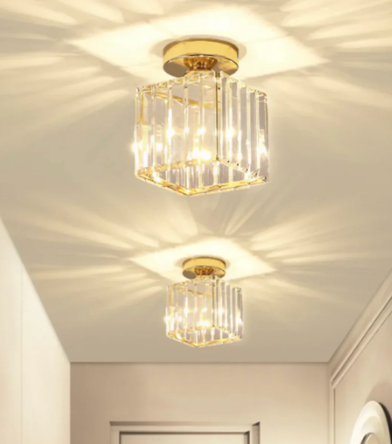 Modern Crystal Ceiling Light Glam Flush Mount Glass Lamp