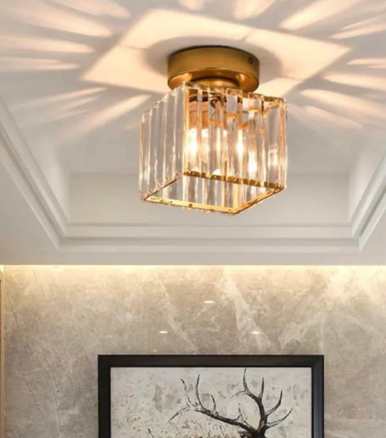Modern Crystal Ceiling Light Glam Flush Mount Glass Lamp