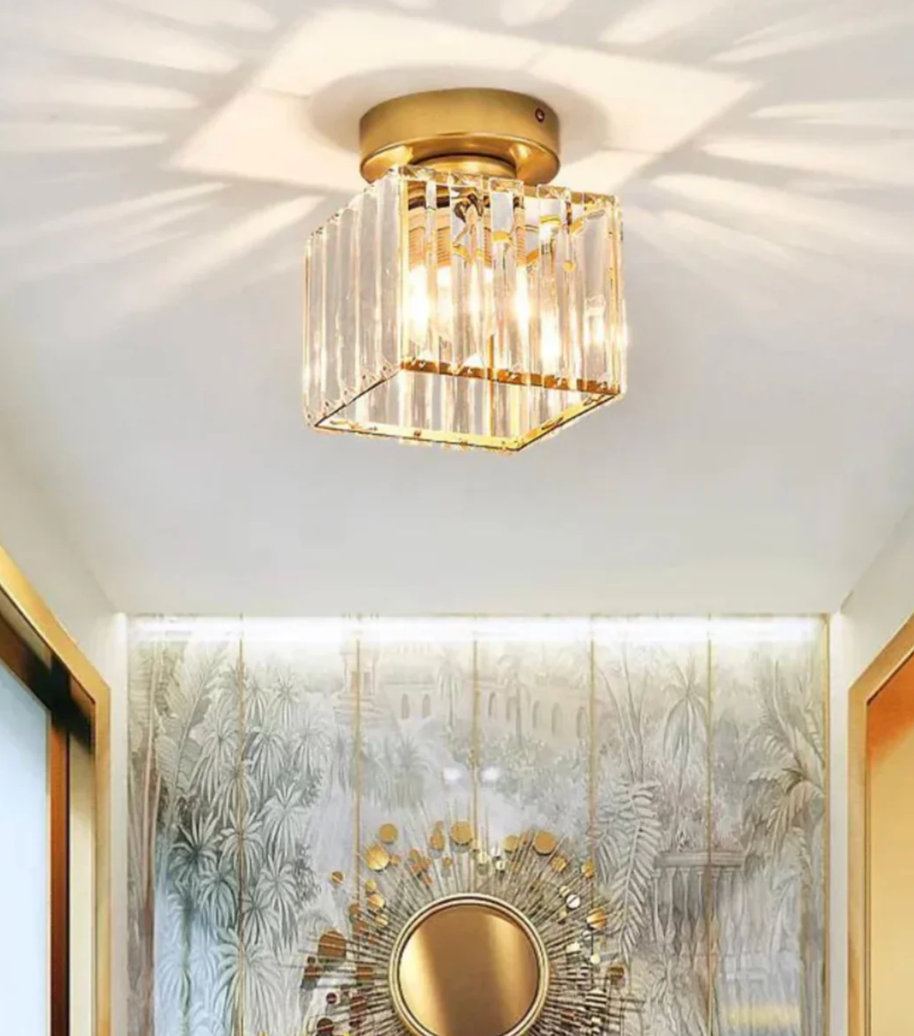 Modern Crystal Ceiling Light Glam Flush Mount Glass Lamp