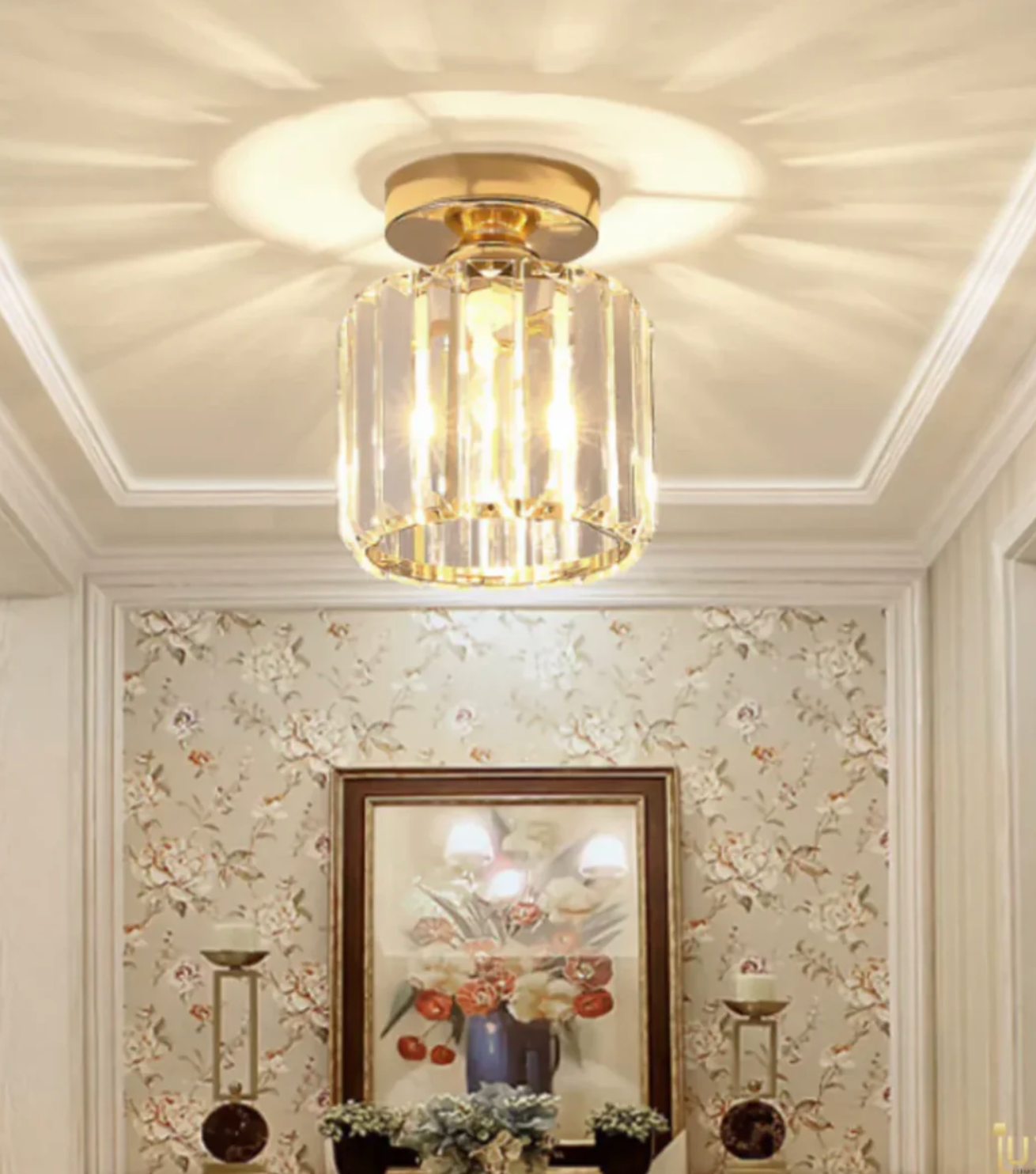 Modern Crystal Ceiling Light Glam Flush Mount Glass Lamp
