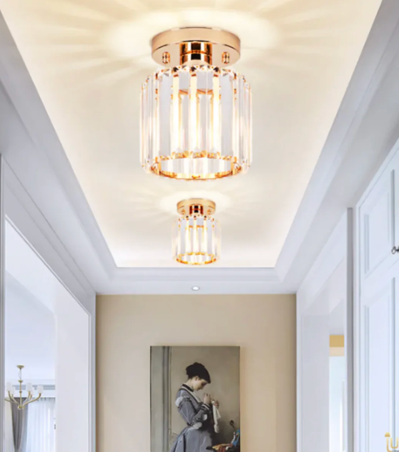 Modern Crystal Ceiling Light Glam Flush Mount Glass Lamp