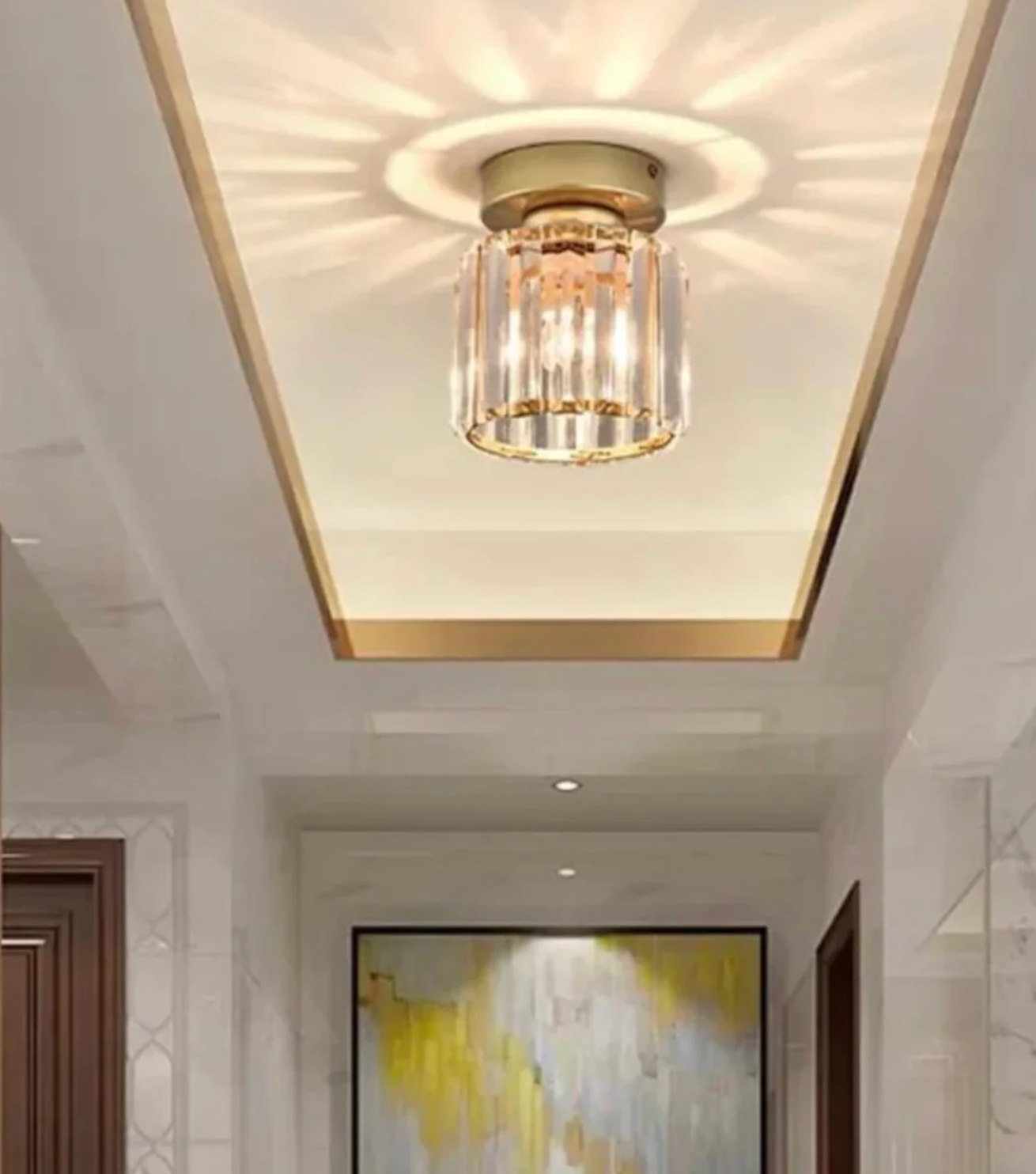 Modern Crystal Ceiling Light Glam Flush Mount Glass Lamp