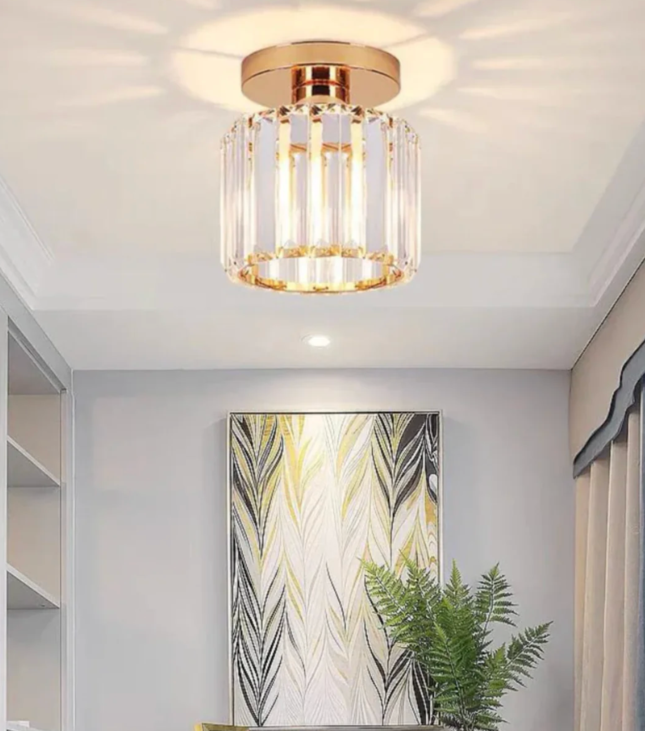 Modern Crystal Ceiling Light Glam Flush Mount Glass Lamp