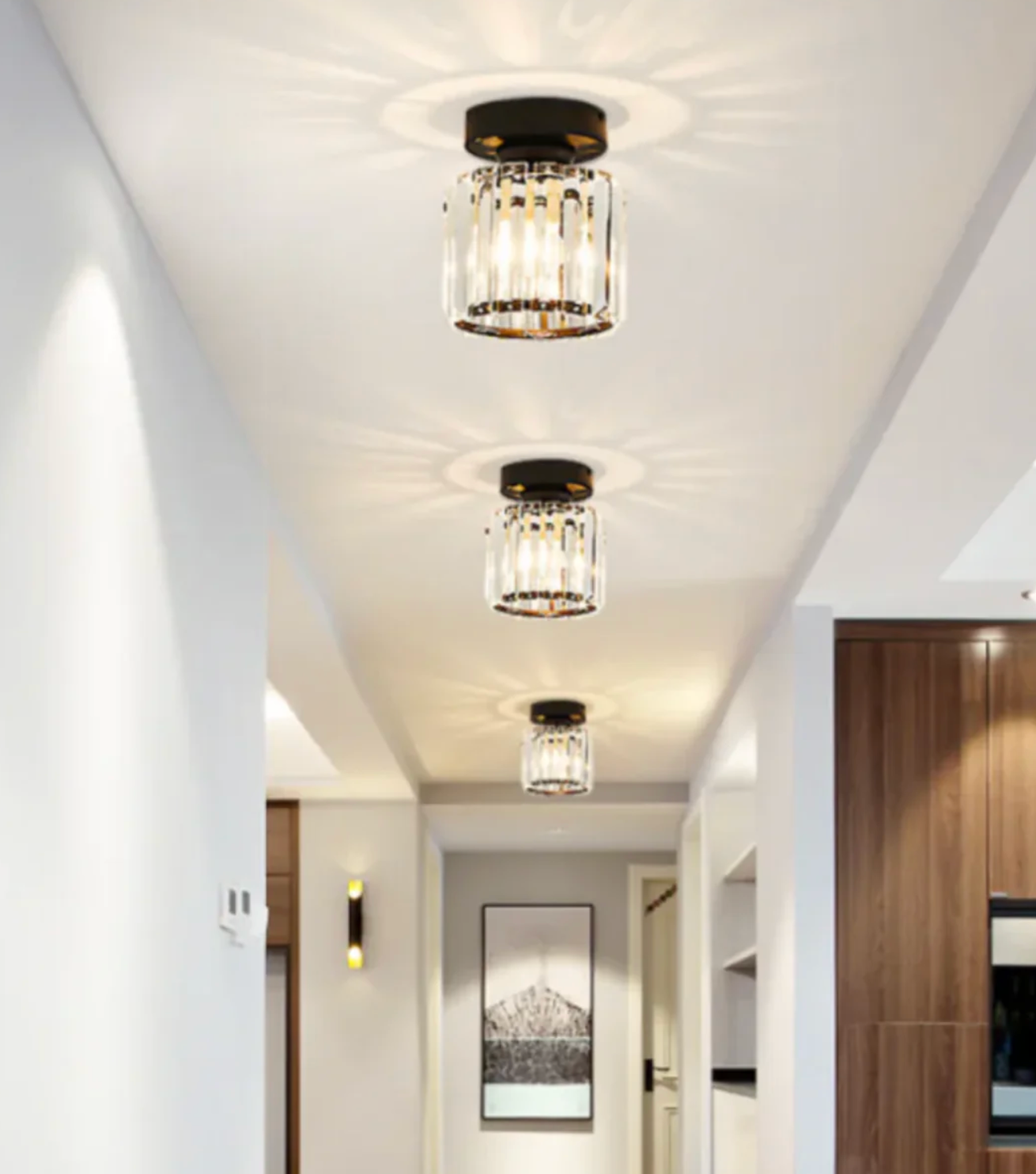 Modern Crystal Ceiling Light Glam Flush Mount Glass Lamp