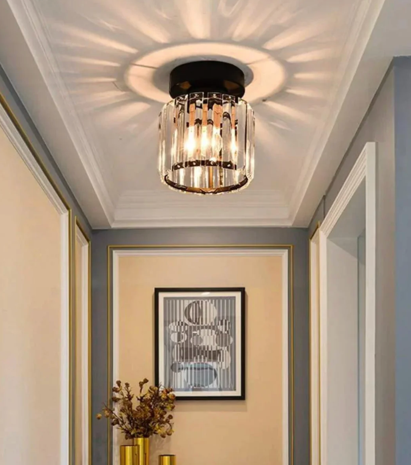 Modern Crystal Ceiling Light Glam Flush Mount Glass Lamp