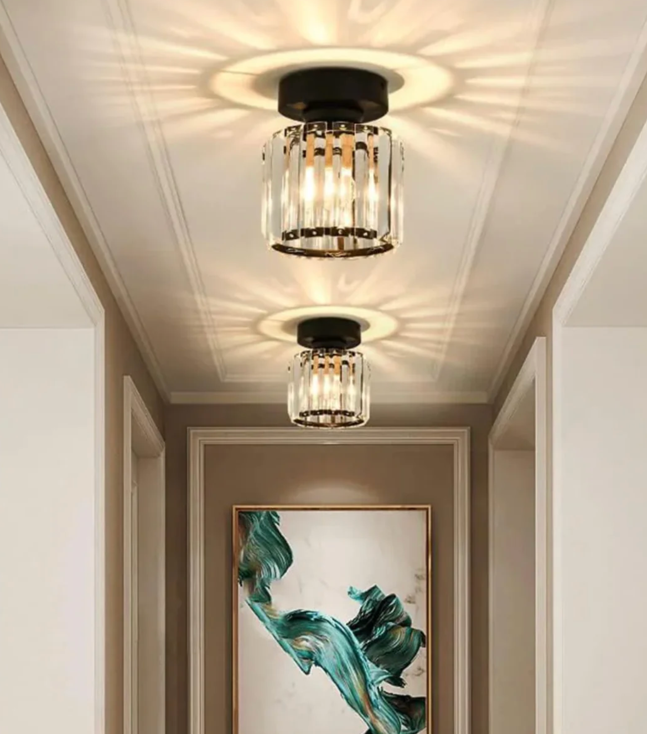 Modern Crystal Ceiling Light Glam Flush Mount Glass Lamp