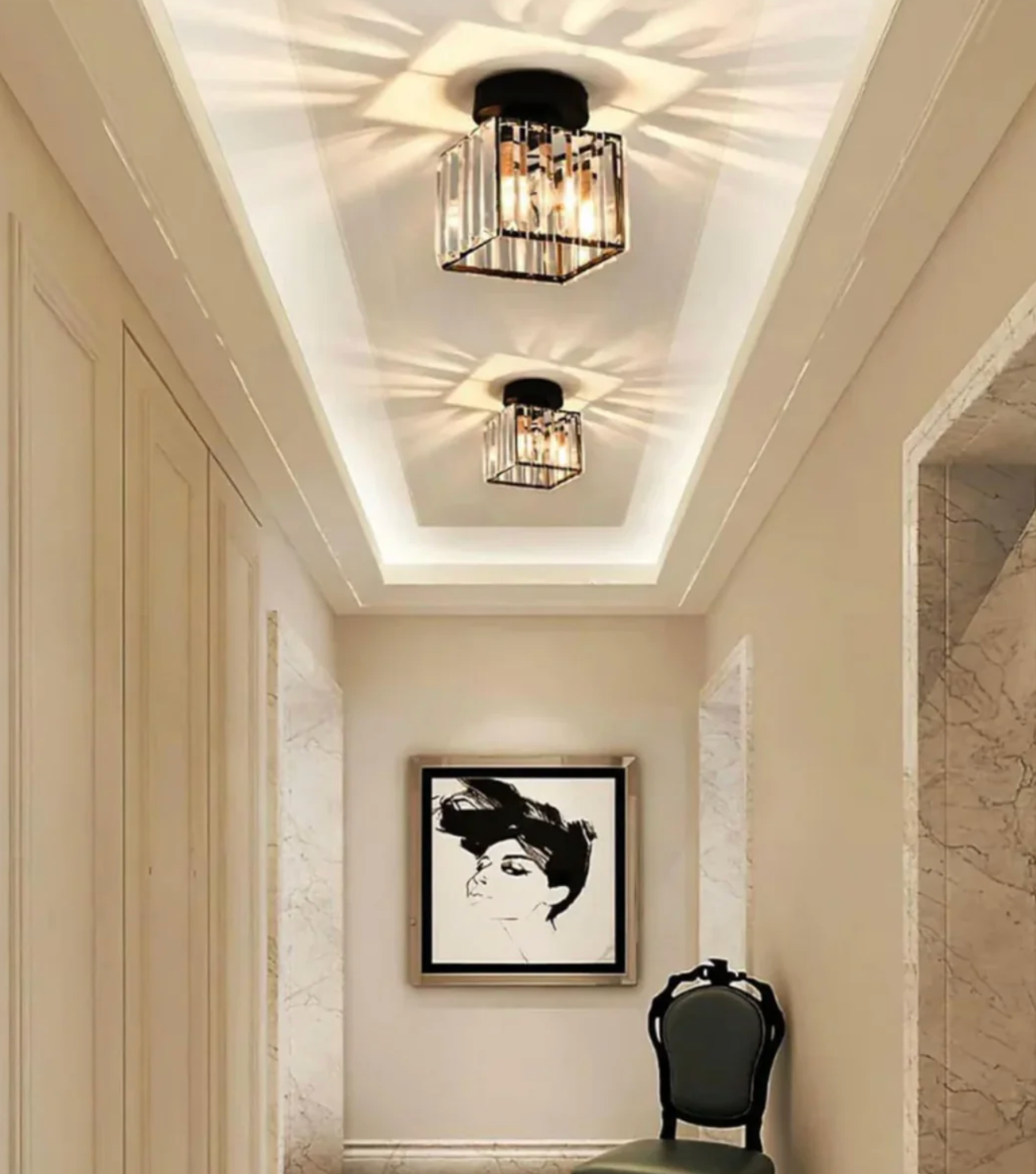 Modern Crystal Ceiling Light Glam Flush Mount Glass Lamp