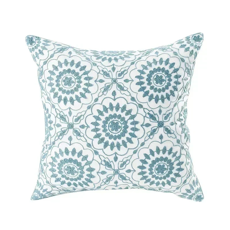 Floral Cushion Cover Embroidered Pillow Case Decorative Cover