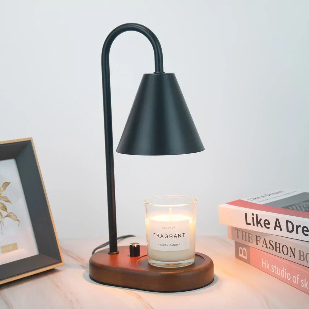 Dimmable Candle Wax Warmer Table Lamp With Metal Shade