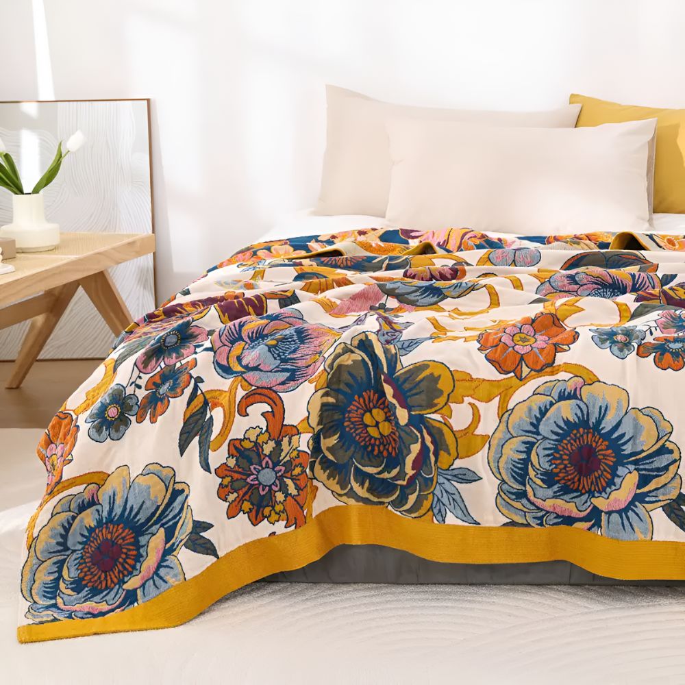 Soft Reversible Floral Blanket