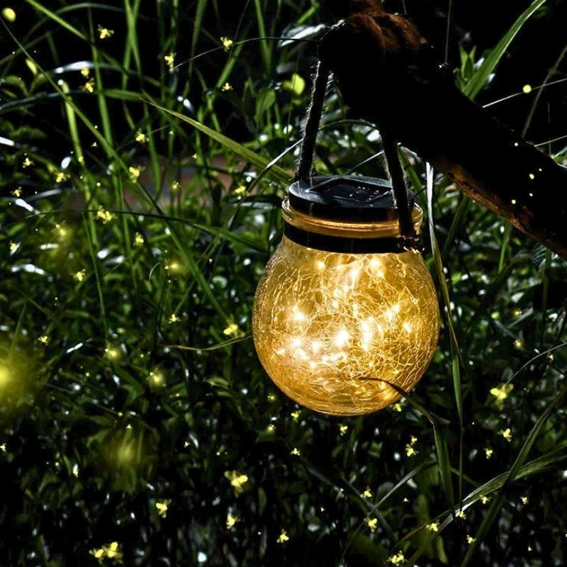 Outdoor Solar Lantern With Glass Jar Shape And Handle