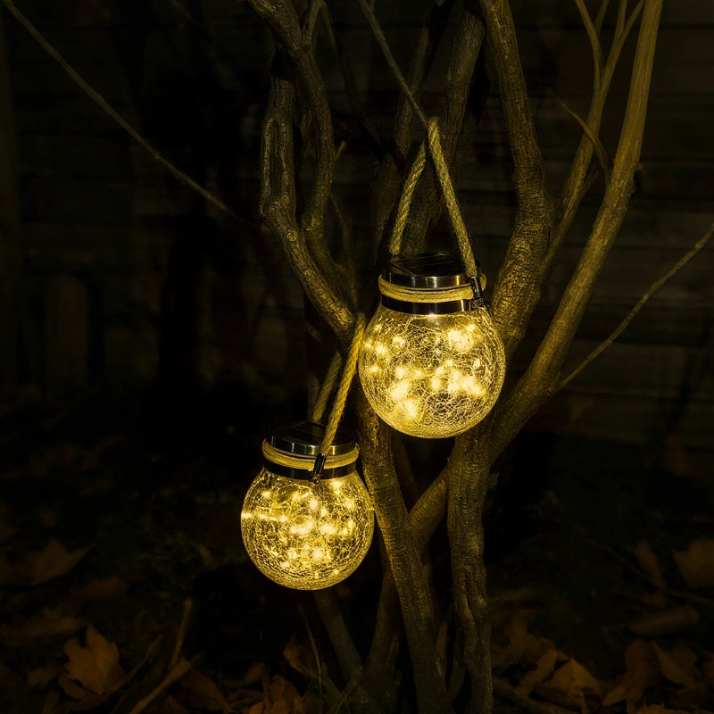 Outdoor Solar Lantern With Glass Jar Shape And Handle