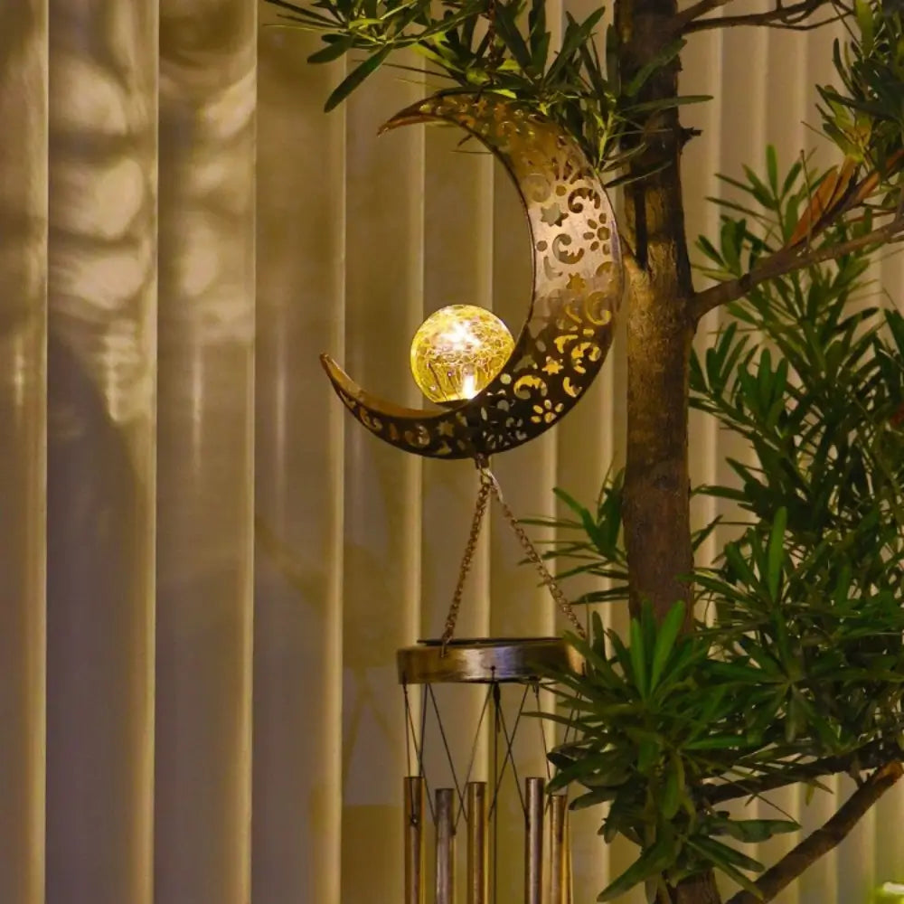 Solar Hanging Garden Light With Sun Shape Glass Ball And Dusk Sensor