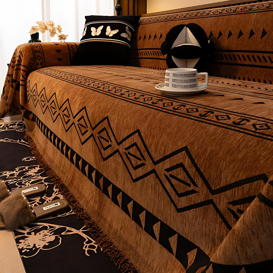 Tribal Geometric Chenille Couch Cover