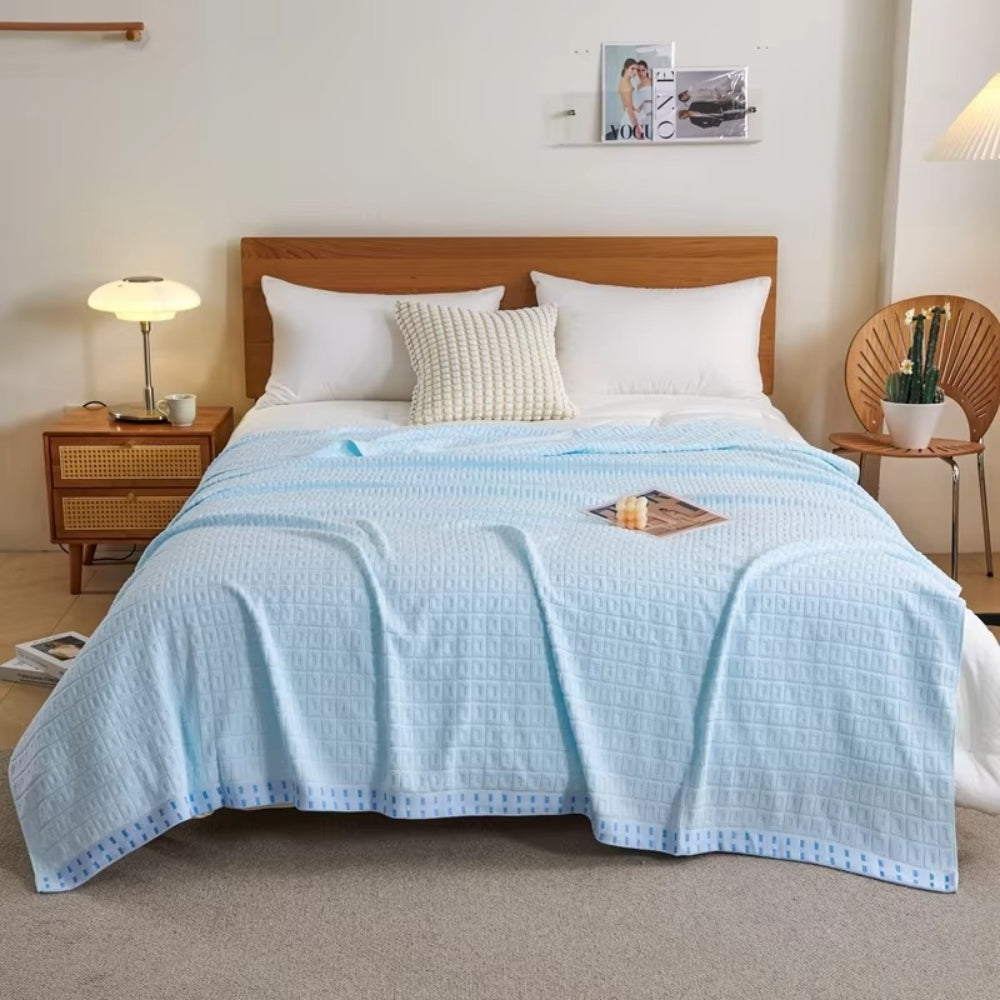 Waffle Cotton Summer Bedspread Throw Blanket