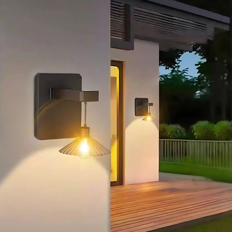 Outdoor Wall Light With Hanging Shade And Dusk Sensor