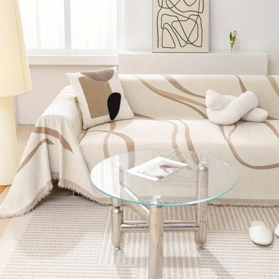 Wave Lines Chenille Couch Covers