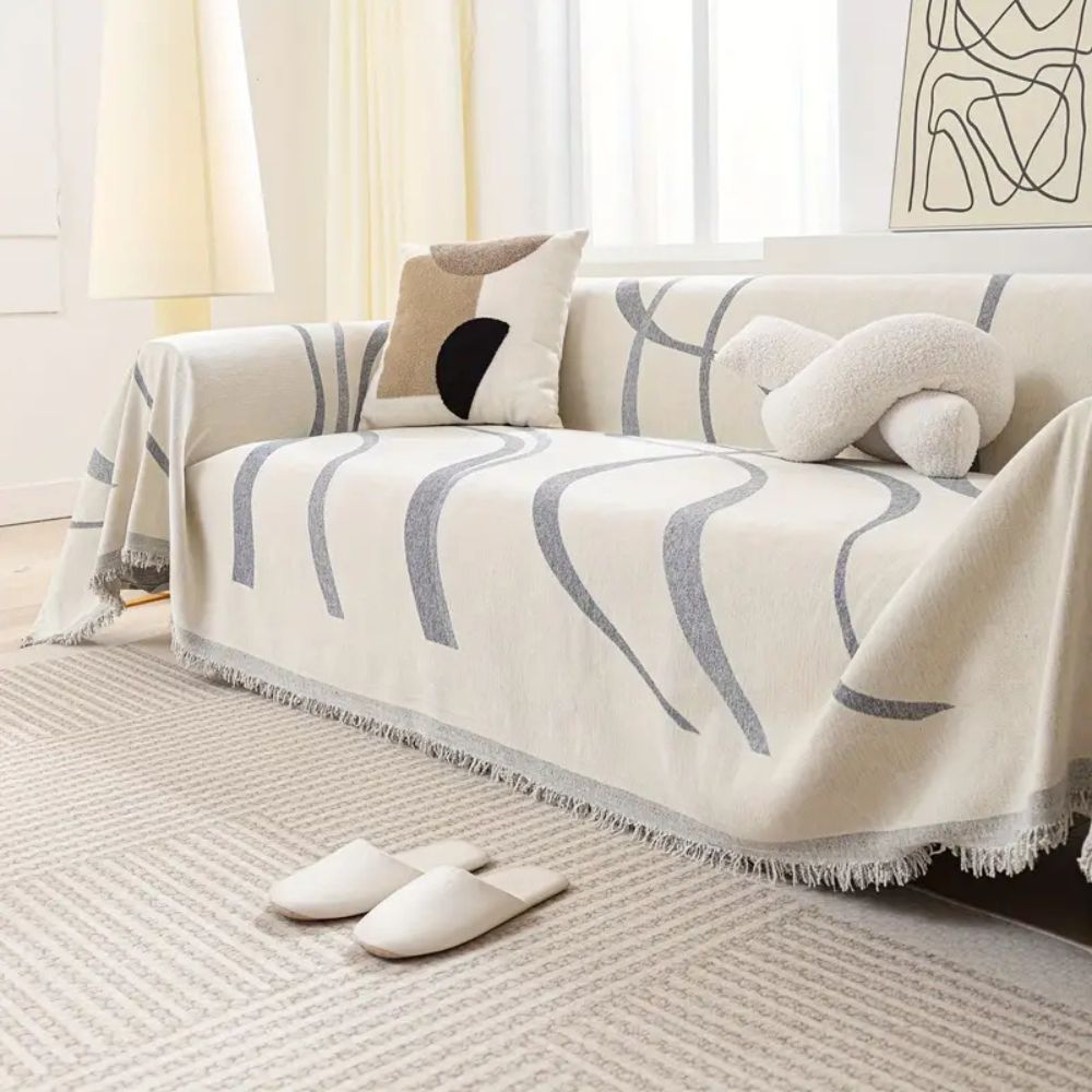 Wave Lines Chenille Couch Covers
