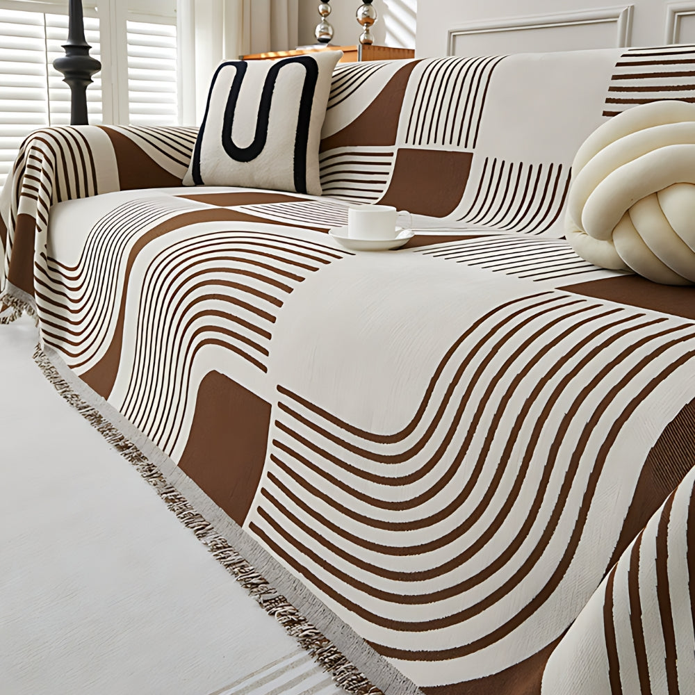 Wavy Stripe Boho Couch Cover