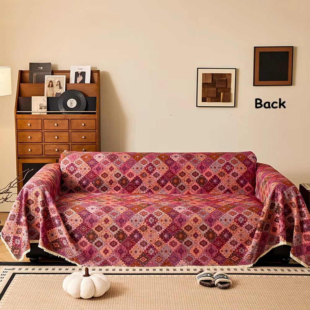 Zahara Geometric Tribal Kilim Couch Cover