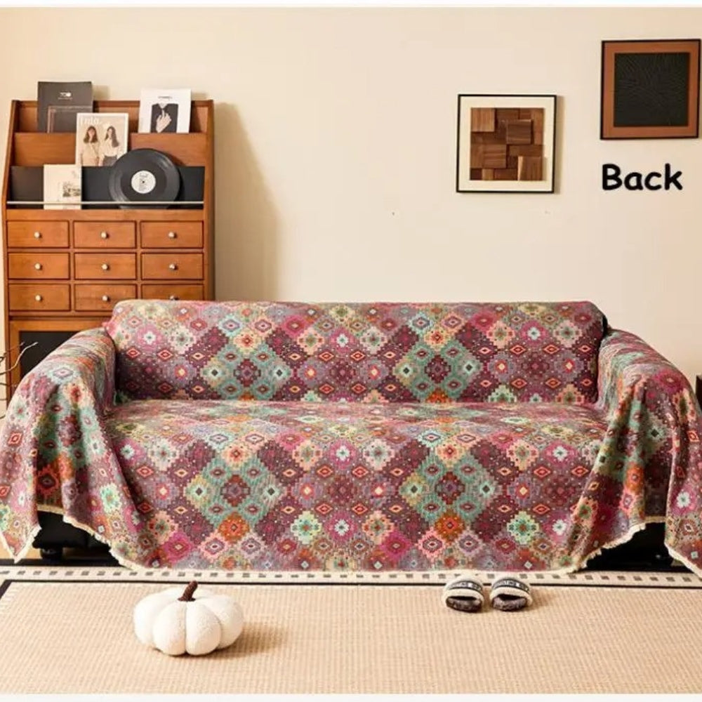 Zahara Geometric Tribal Kilim Couch Cover